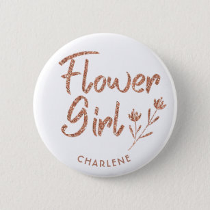 Flower Girl Rose Gold Brautparty Button