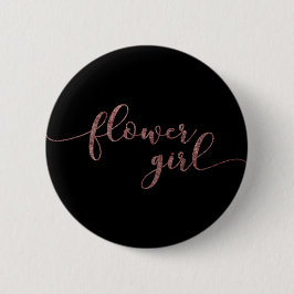"Flower Girl" Rose Gold Glitzer auf Schwarz Button