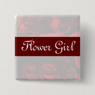 "Flower Girl" - Rote Rose Bouquet (2) Button