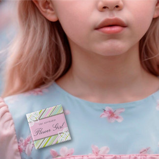 FLOWER GIRL Sweet Garden Streifen Hochzeitsnamenst Button