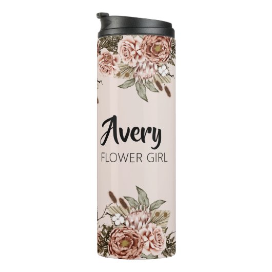 Flower Girl Vorschlag Geschenk Custom Brautparty Thermosbecher (Nach rechts gedreht)