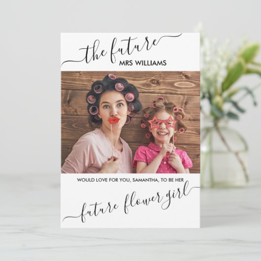 Flower Girl Vorschlag von Future Mrs. Foto Einladung (Stehend Vorderseite)