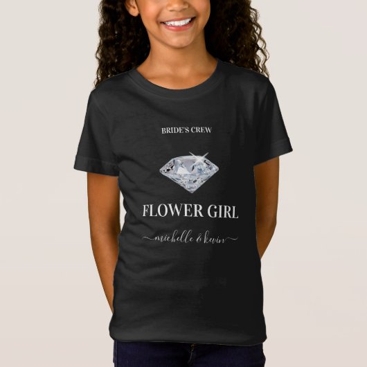 Flower Girl Wedding Party Black & White T-Shirt (Vorderseite)