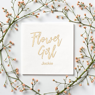 Flower Girl Yellow Gold White Wedding Servietten Mit Folie