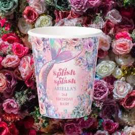 Flower Glitter Mermaid Tail 2nd Birthday Pappbecher