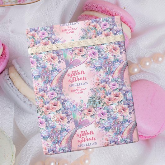 Flower Glitter Mermaid Tail 3rd Birthday Geschenkpapier