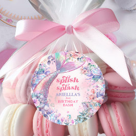 Flower Glitter Mermaid Tail 3rd Birthday Runder Aufkleber