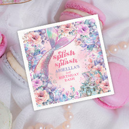 Flower Glitter Mermaid Tail 3rd Birthday Serviette