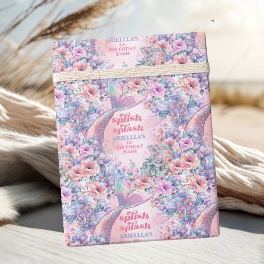 Flower Glitter Mermaid Tail 4th Birthday Geschenkpapier