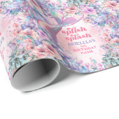 Flower Glitter Mermaid Tail 4th Birthday Geschenkpapier (Rolleneckpunkt)