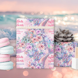 Flower Glitter Mermaid Tail 6th Birthday Geschenkpapier