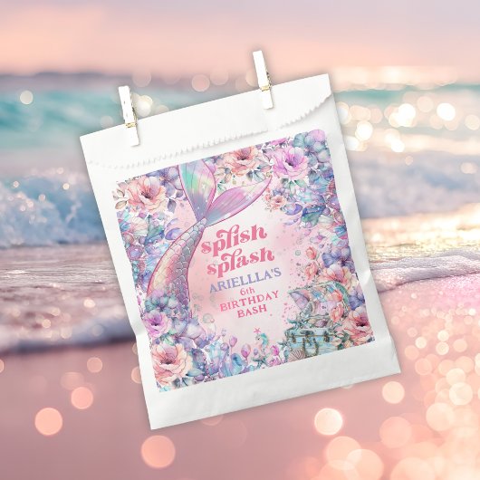 Flower Glitter Mermaid Tail 6th Birthday Geschenktütchen