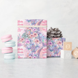 Flower Glitter Mermaid Tail 7th Birthday Geschenkpapier