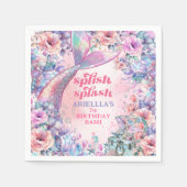 Flower Glitter Mermaid Tail 7th Birthday Serviette (Vorderseite)