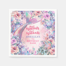 Flower Glitter Mermaid Tail 7th Birthday