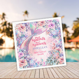 Flower Glitter Mermaid Tail 7th Birthday Serviette