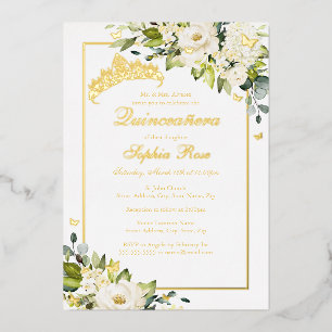 Flower Golden Butterfly Quinceanera  Folieneinladung