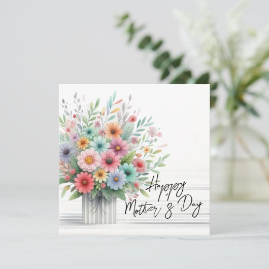Flower Happy Mother's Day Einladung (Stehend Vorderseite)