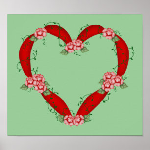 Flower Heart Print Poster