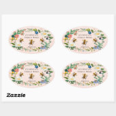 Flower Honey Label personalisieren Ovaler Aufkleber (Blatt)