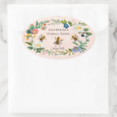 Flower Honey Label personalisieren Ovaler Aufkleber (Tasche)