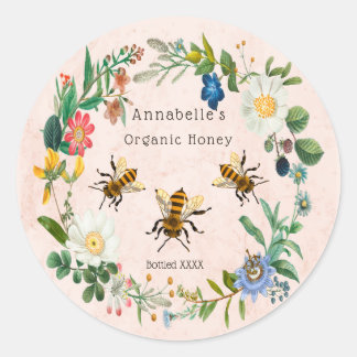 Flower Honey Label personalisieren Runder Aufkleber