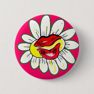 FLOWER KISS POWER Runde Knöpfe Button