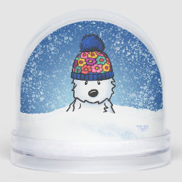 Flower Knit Hat Westie Schneekugeln