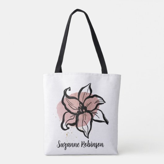 Flower line art  (PERSONALIZE) Tasche (Rückseite)
