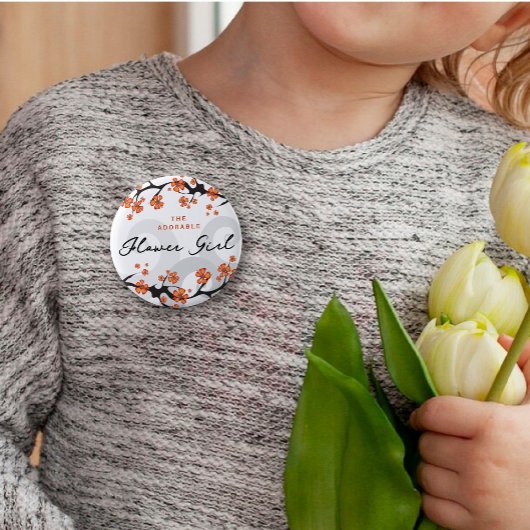 FLOWER MÄDCHEN Tropische Blume Wirbel Chic Wedding Button