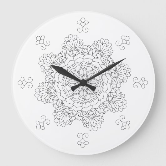 Flower Mandala. Vintage decorative elements. Orien Große Wanduhr (Vorderseite)