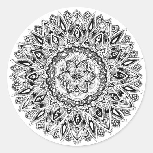 Flower mandala w/ seed of life runder aufkleber (Vorderseite)