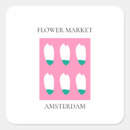 Flower Market - Amsterdam Quadratischer Aufkleber