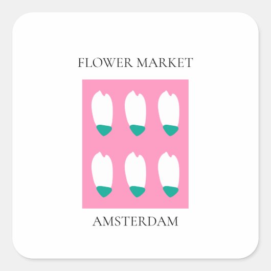 Flower Market - Amsterdam Quadratischer Aufkleber (Vorderseite)
