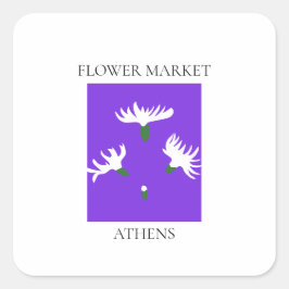 Flower Market - Athens Quadratischer Aufkleber