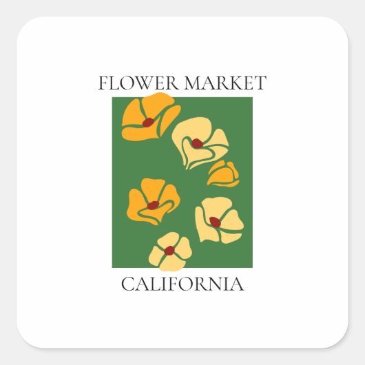 Flower Market - California Quadratischer Aufkleber (Vorderseite)