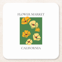 Flower Market - California Rechteckiger Pappuntersetzer