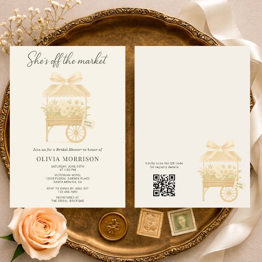 Flower Market Coquette Bow QR Code Bridal Shower Einladung