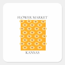 Flower Market - Kansas Quadratischer Aufkleber