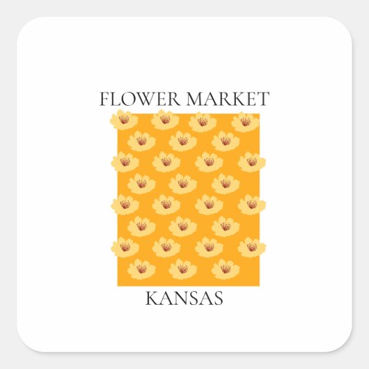 Flower Market - Kansas Quadratischer Aufkleber (Vorderseite)