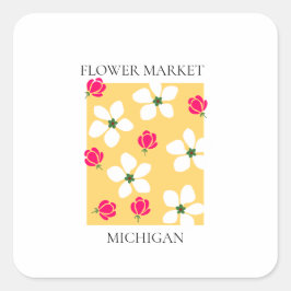 Flower Market - Michigan Quadratischer Aufkleber