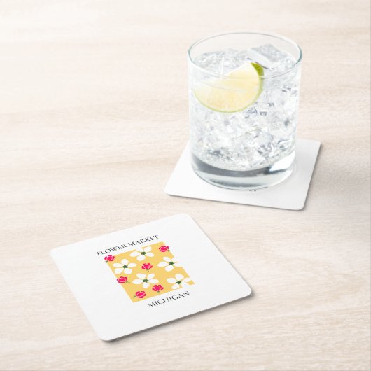 Flower Market - Michigan Rechteckiger Pappuntersetzer (Vor Ort)