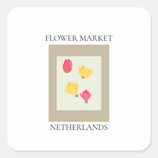 Flower Market - Netherlands Quadratischer Aufkleber (Vorderseite)