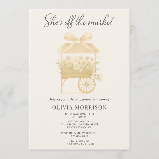 Flower Market Pastel Bow Bridal Shower Einladung (Vorderseite)