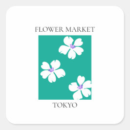 Flower Market - Tokyo Quadratischer Aufkleber