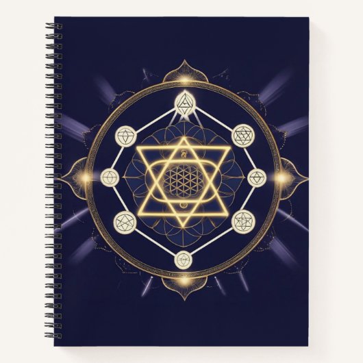 Flower of Infinity — Sacred Geometry Celestial Notizblock (Vorderseite)