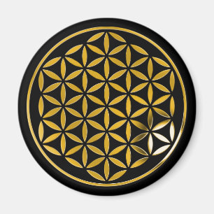 Flower Of Life 1 - Gold stamp   black Magnet
