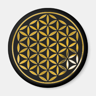 Flower Of Life 1 - Gold stamp | black Magnet