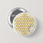 Flower Of Life 1 - Gold stamp Button (Vorne & Hinten)