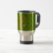 Flower Of Life 1 - Gold stamp | green pattern Reisebecher (VorderseiteRechts)